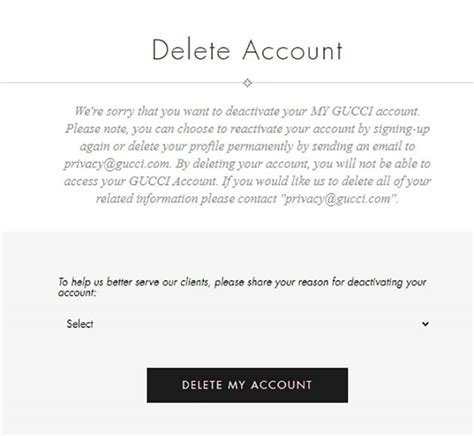 delete gucci account|my Gucci app.